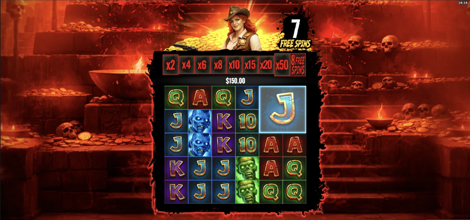 Giga Zombies big win moment during cascading win chain
