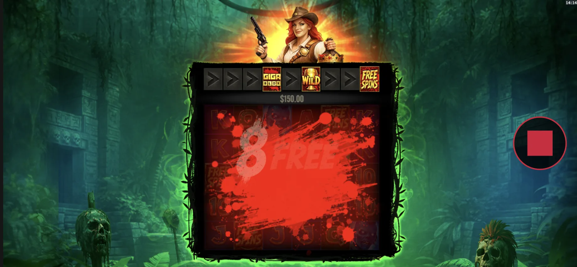 GigaBlox mechanic in Giga Zombies — oversized symbol blocks