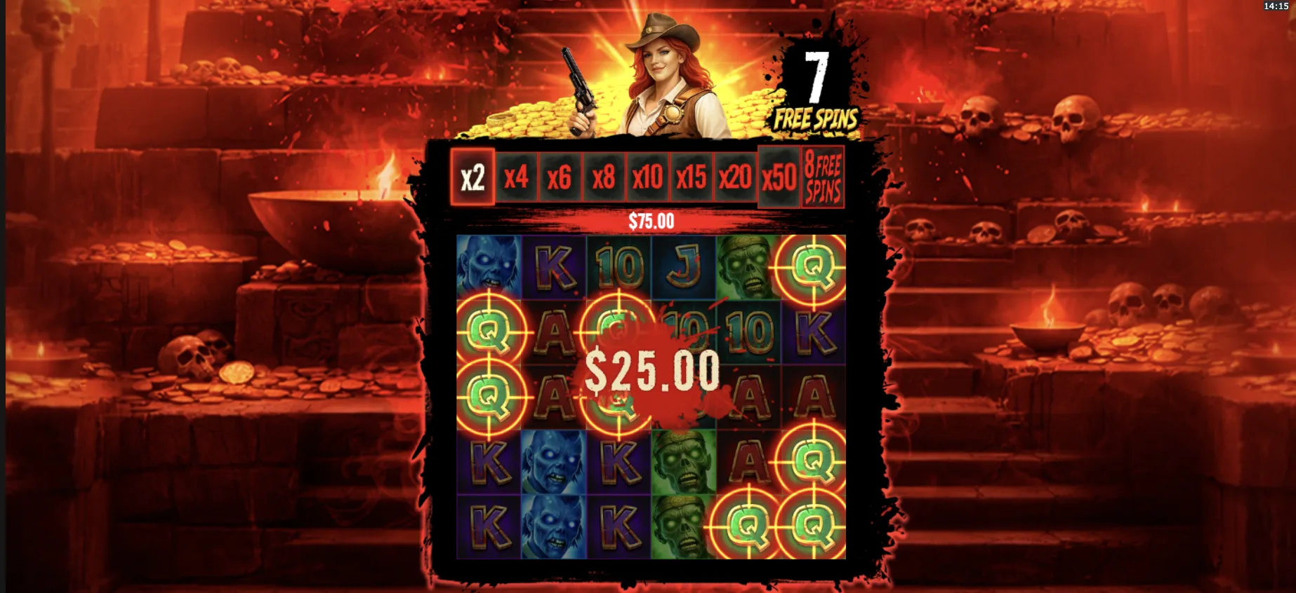 Giga Zombies wild symbols during free spins bonus